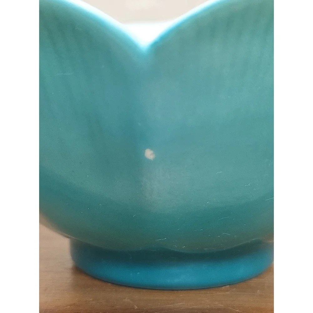 Vintage Chinese Blue Glazed Porcelain Lotus Petals Fruits Tribute Bowl Ceramic